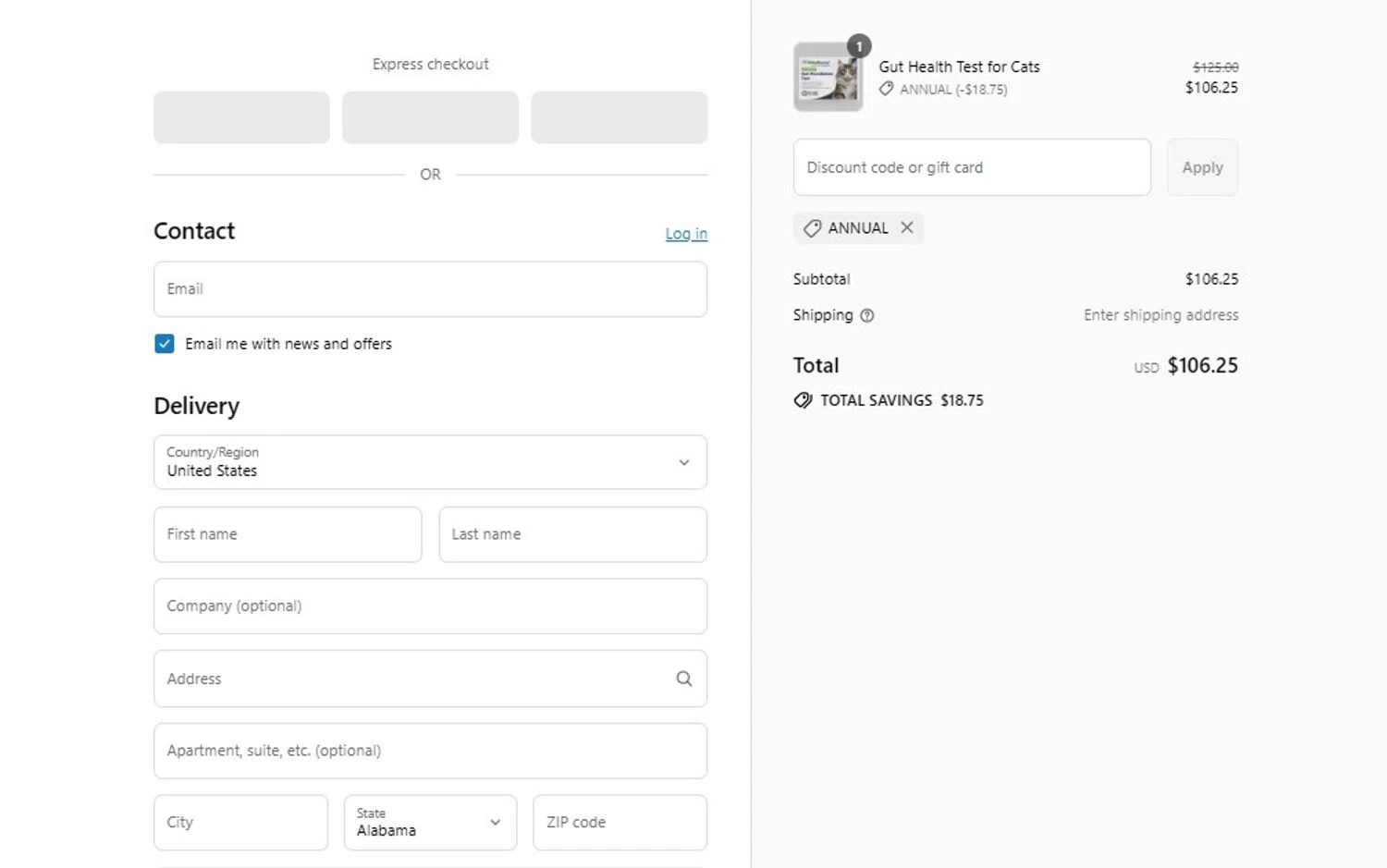 AnimalBiome discount code screenshot showing code ANNUAL applied at AnimalBiome checkout page. Uploaded by SimplyCodes community member PennyScholar167 on Aug 12, 2025