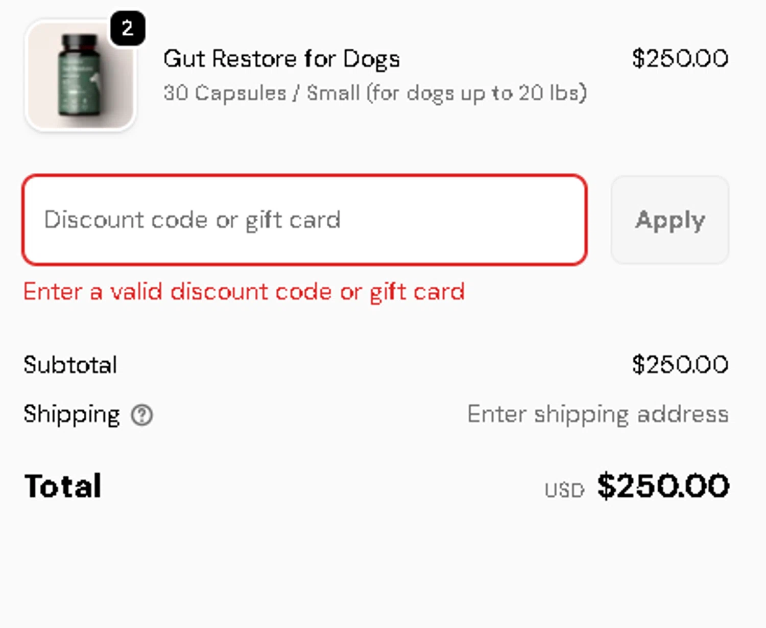 AnimalBiome discount code screenshot showing code GUT-RESTORE-BOGO applied at AnimalBiome checkout page. Uploaded by SimplyCodes community member mariosemeco on Dec 4, 2025