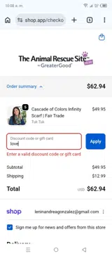 love coupon verification screenshot