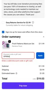 SPRING coupon verification screenshot
