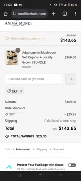 SKY coupon verification screenshot