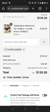 PLANTLOVER20 coupon verification screenshot