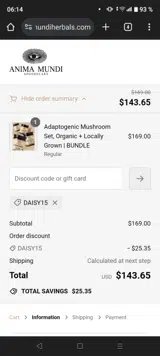 DAISY15 coupon verification screenshot