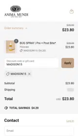 MADISON15 coupon verification screenshot