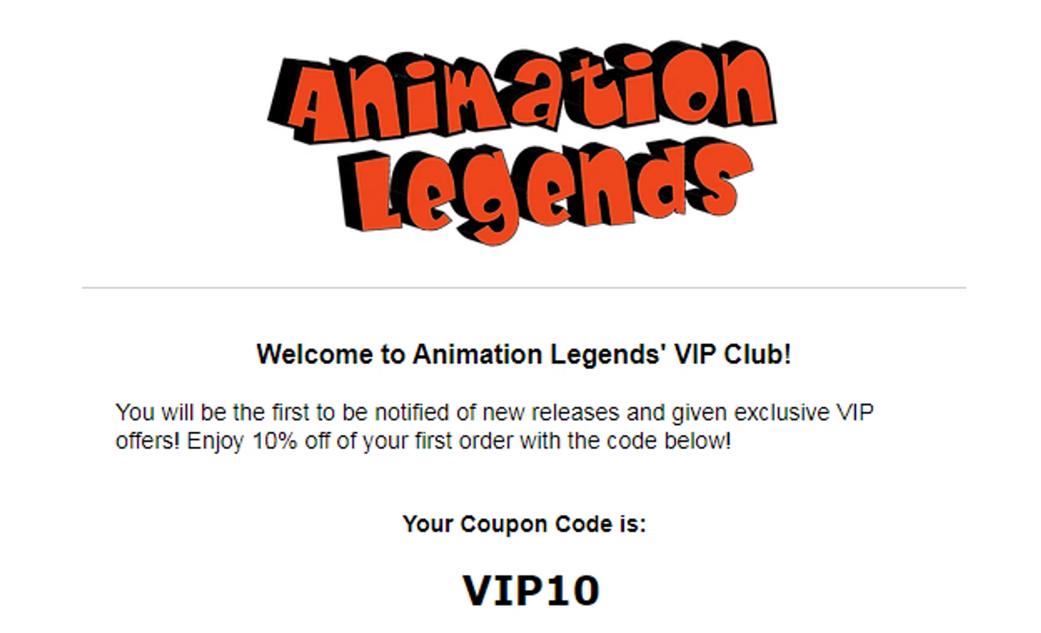 Animation Legends discount code screenshot showing code VIP10 applied at Animation Legends checkout page. Uploaded by SimplyCodes community member RonaldAcunaJr on Sep 4, 2024