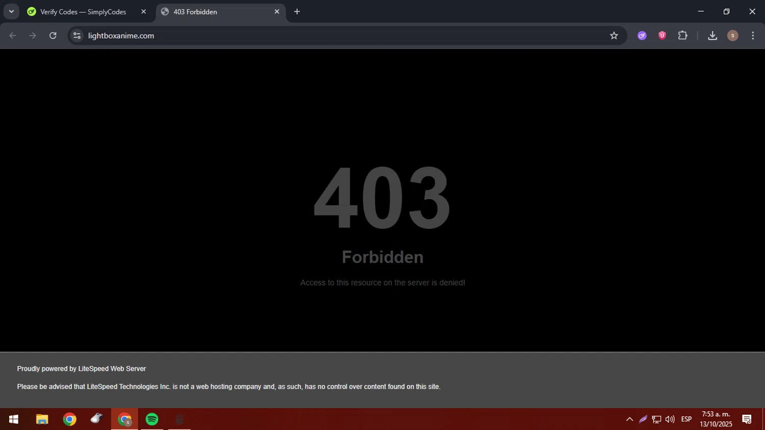Anime Light Box promo code screenshot showing code anime289 applied at Anime Light Box checkout page. Uploaded by SimplyCodes community member 61664350 on Oct 13, 2025
