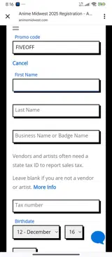 Anime Midwest coupon verification screenshot