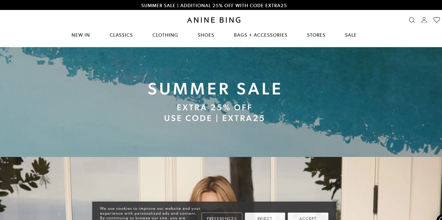 Anine Bing discount code screenshot showing code EXTRA25 applied at Anine Bing checkout page. Uploaded by SimplyCodes community member Lioniel on Jun 27, 2025