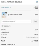 EUGENIA coupon verification screenshot