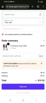 HAPPYCUSTOMER coupon verification screenshot