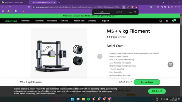 eufyMake checkout page showing eufyMake promo code box | Screenshot taken by SimplyCodes community member on Mar 22, 2025