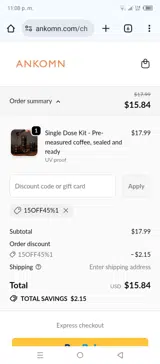 15OFF45%1 coupon verification screenshot