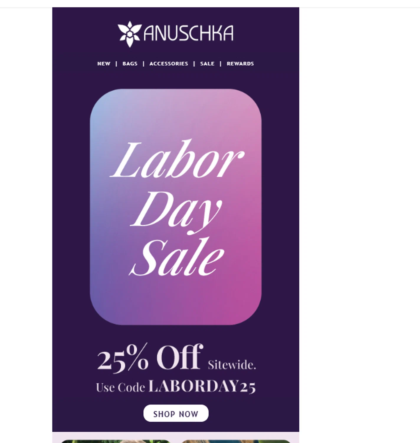 Anuschka discount code screenshot showing code laborday25 applied at Anuschka checkout page. Uploaded by SimplyCodes community member juanjose on Aug 22, 2025