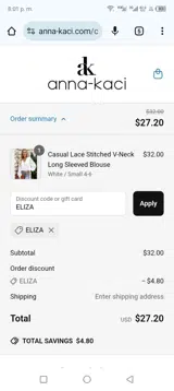 ELIZA coupon verification screenshot