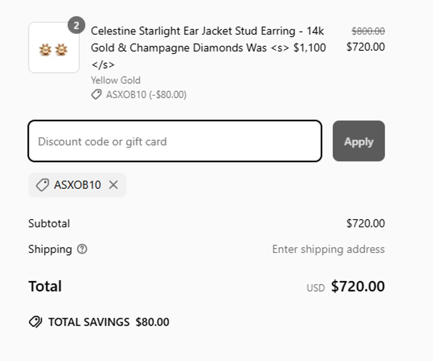 Anna Sheffield discount code screenshot showing code asxob10 applied at Anna Sheffield checkout page. Uploaded by SimplyCodes community member RewardCurator5232 on Mar 26, 2025