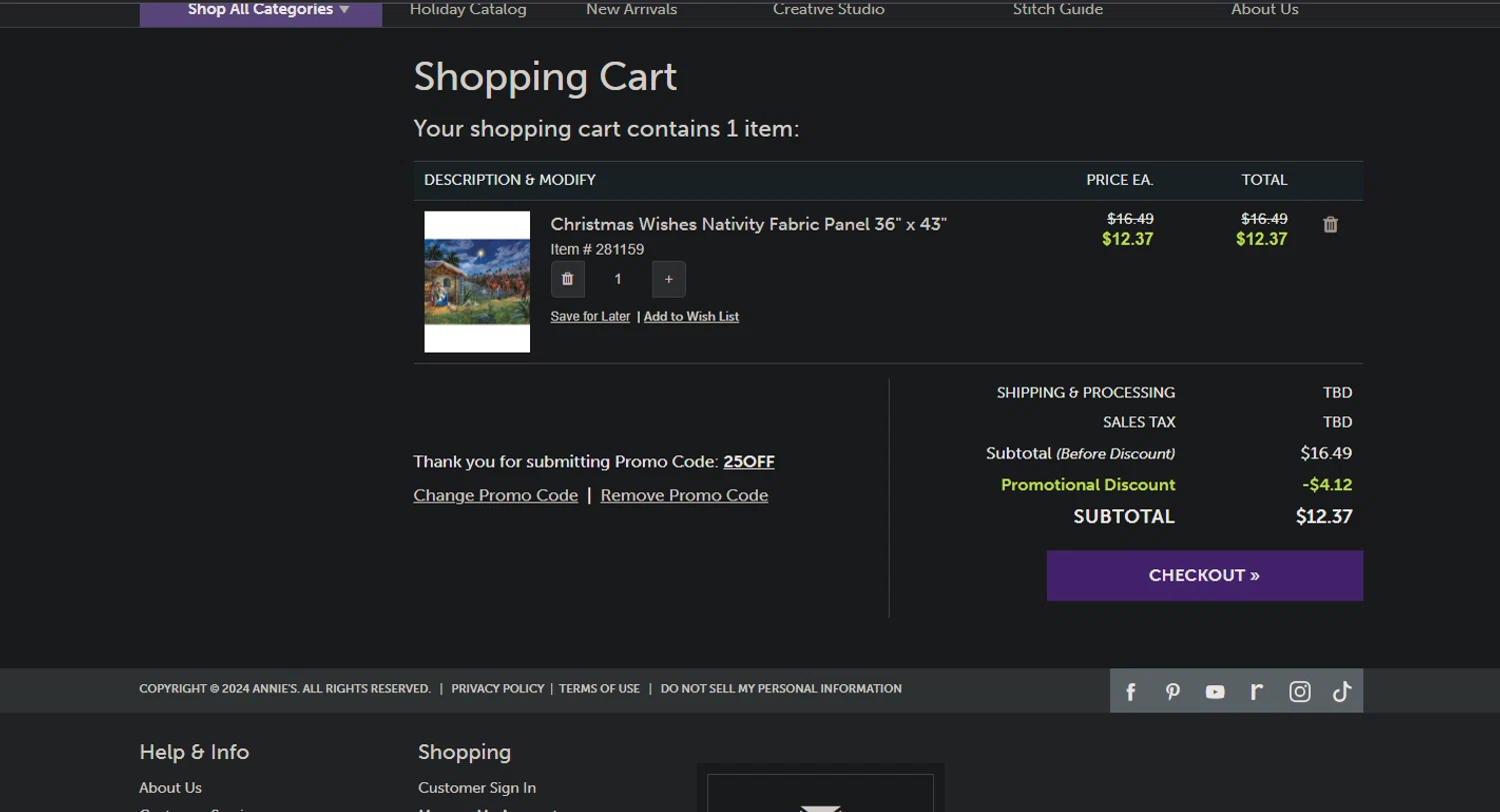 where to use Annie's Catalog promo code box