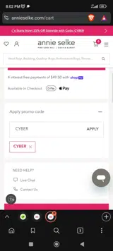 CYBER coupon verification screenshot