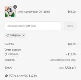 VIRGINIA coupon verification screenshot