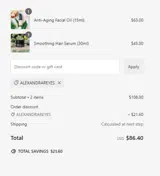 ALEXANDRAREYES coupon verification screenshot