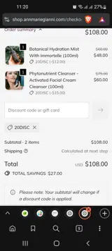 20DISC coupon verification screenshot