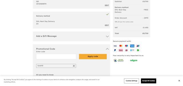 Annoushka checkout page showing Annoushka discount code box | Screenshot taken by SimplyCodes community member on Sep 11, 2022