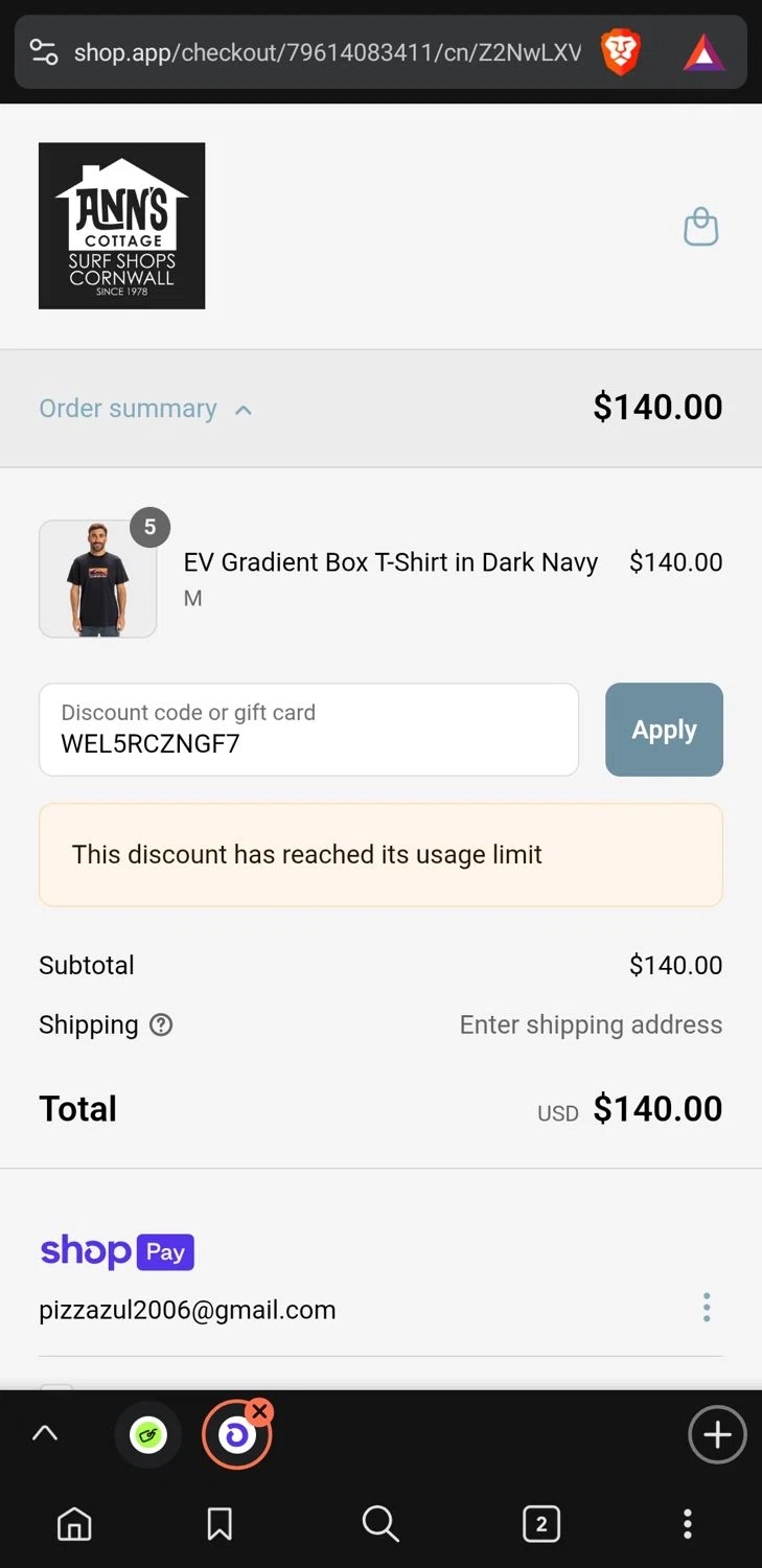 Ann's Cottage discount code screenshot showing code WEL5RCZNGF7 applied at Ann's Cottage checkout page. Uploaded by SimplyCodes community member ComeBurra123 on Jun 26, 2025