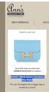 HERMESCONSTANCE coupon verification screenshot
