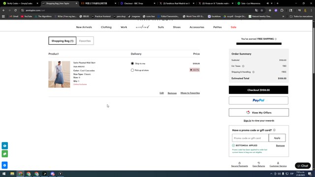 Ann Taylor Factory checkout page showing Ann Taylor Factory promo code box | Screenshot taken by SimplyCodes community member on Aug 21, 2025