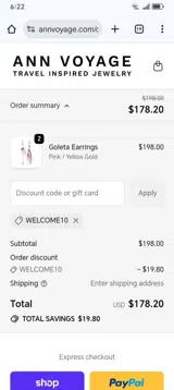 welcome10 coupon verification screenshot