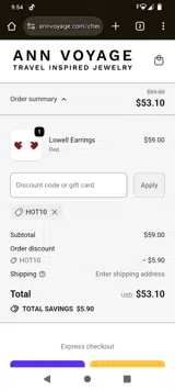 HOT10 coupon verification screenshot