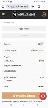 ANR Design coupon verification screenshot
