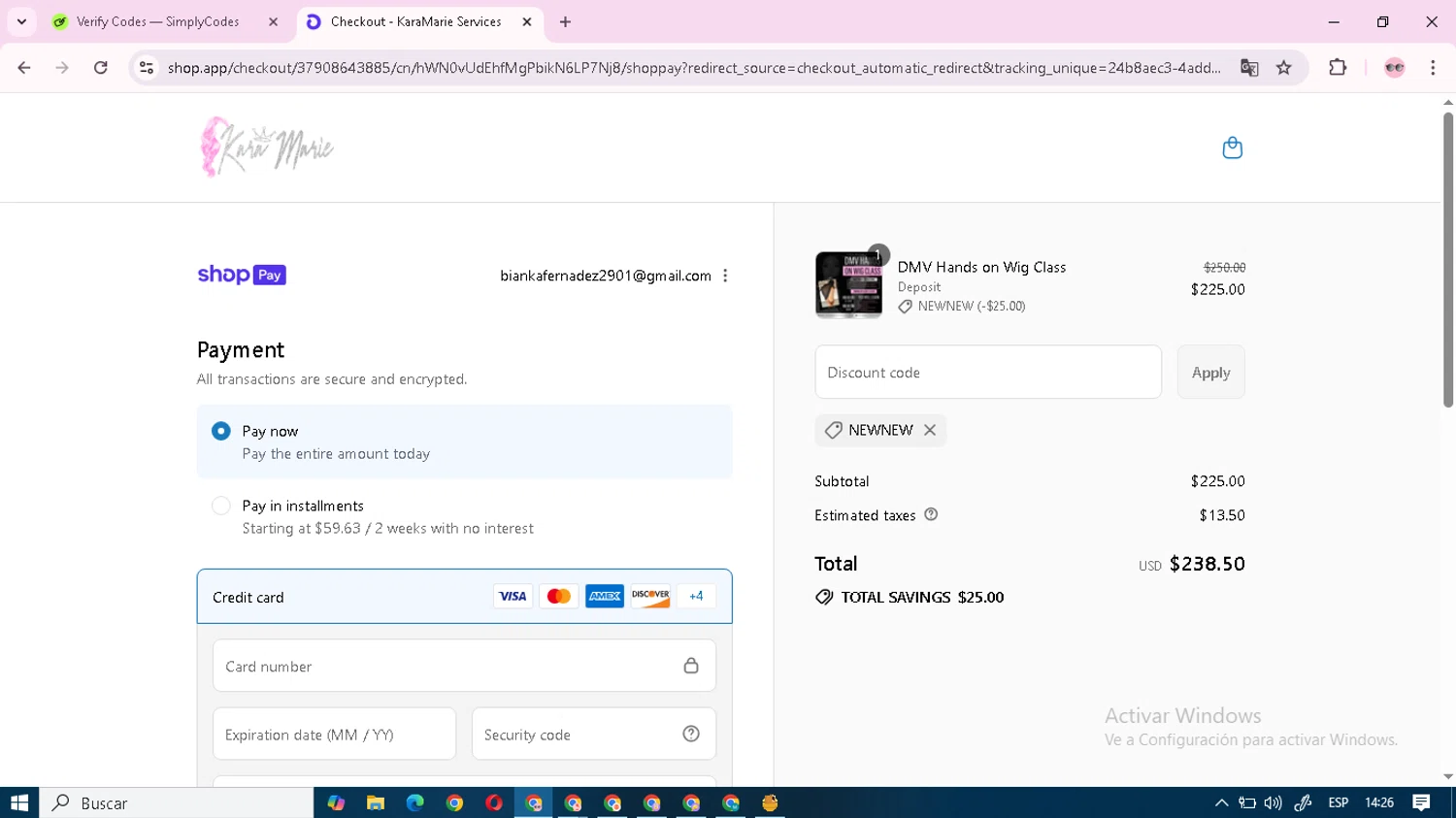 ANTA US promo code screenshot showing code CCD4BB1 applied at ANTA US checkout page. Uploaded by SimplyCodes community member miah1010 on Jul 22, 2025
