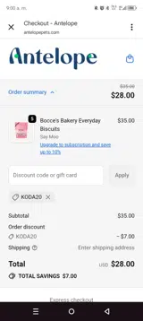 Koda20 coupon verification screenshot