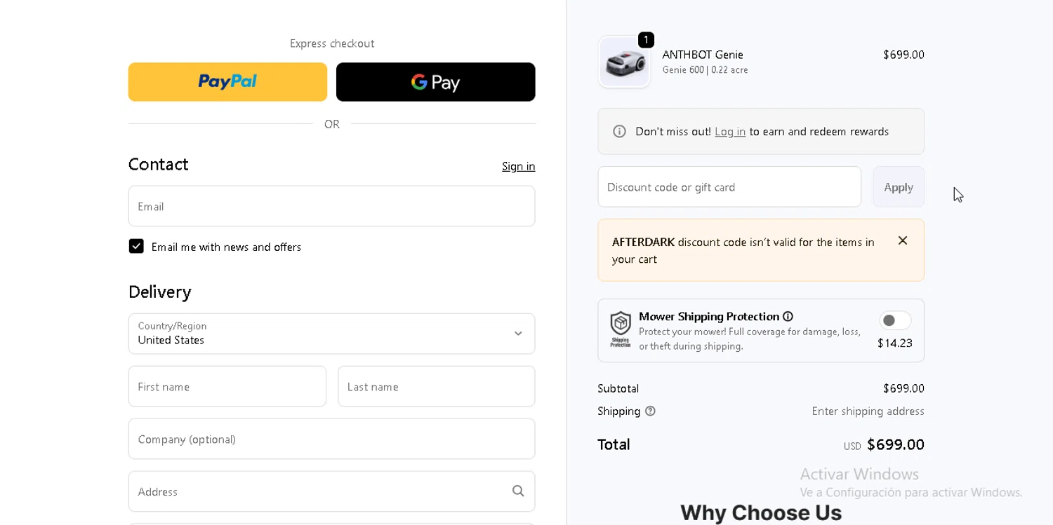 Anthbot checkout page showing Anthbot promo code box | Screenshot taken by SimplyCodes community member on Dec 31, 2025