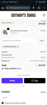 FRESHSTART10 coupon verification screenshot