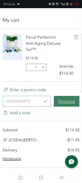 JOSEALBERTO coupon verification screenshot