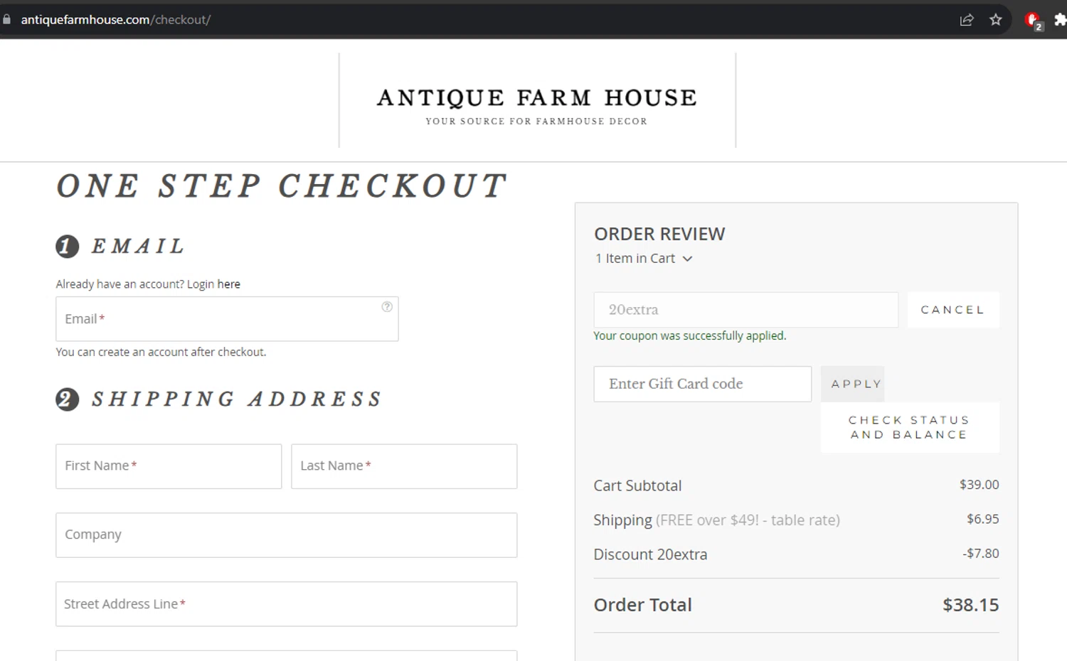 how to use Antique Farm House coupons