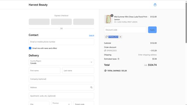 Antonia checkout page showing Antonia promo code box | Screenshot taken by SimplyCodes community member on Jun 29, 2025