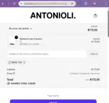 Antonioli coupon verification screenshot