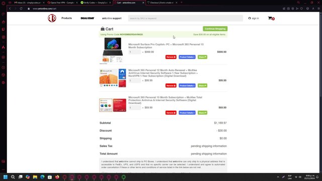 Antonline.com checkout page showing Antonline.com promo code box | Screenshot taken by SimplyCodes community member on Nov 23, 2024