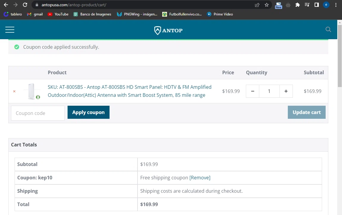 where to use Antop promo code box