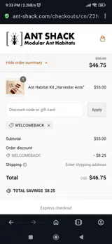 Welcomeback coupon verification screenshot
