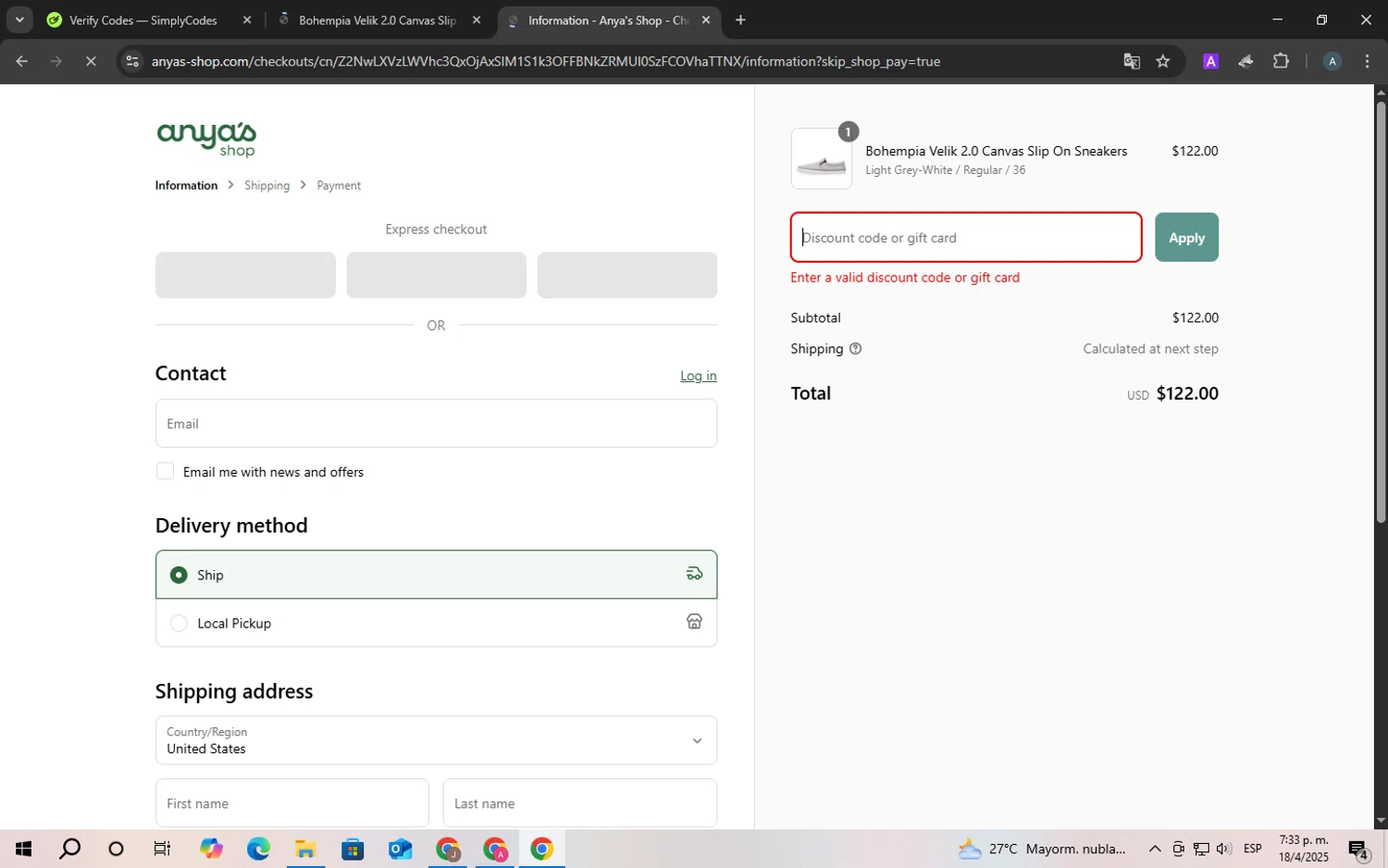 Anya's Shop discount code screenshot showing code NEWSUB10 applied at Anya's Shop checkout page. Uploaded by SimplyCodes community member ScanSpotter8851 on Apr 18, 2025