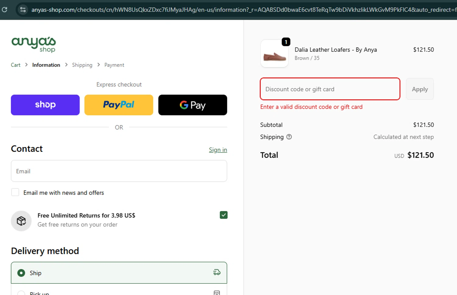 Anya's Shop discount code screenshot showing code ASHOPSMS applied at Anya's Shop checkout page. Uploaded by SimplyCodes community member CleverNavigator9655 on Feb 7, 2026