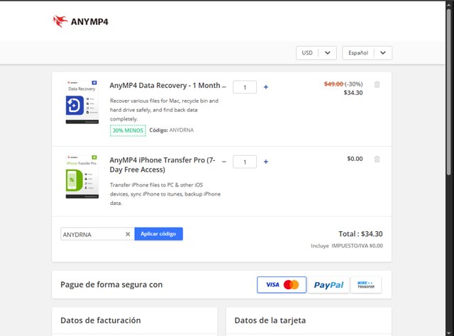 AnyMP4 checkout page showing AnyMP4 promo code box | Screenshot taken by SimplyCodes community member on Jun 9, 2025