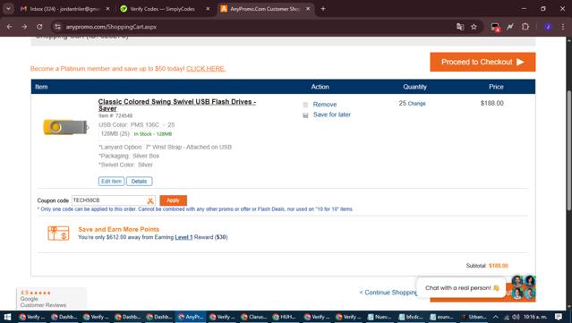 Any Promo checkout page showing Any Promo coupon code box | Screenshot taken by SimplyCodes community member on Aug 25, 2025