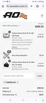 DANYELA10 coupon verification screenshot