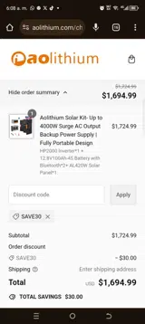 Save30 coupon verification screenshot