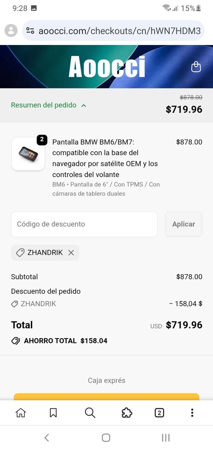 Aoocci checkout page showing Aoocci discount code box | Screenshot taken by SimplyCodes community member on Jan 6, 2026