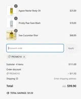 PROMO10 coupon verification screenshot